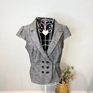 Gorgeous vintage y2k gray fitted blazer button up babydoll top
